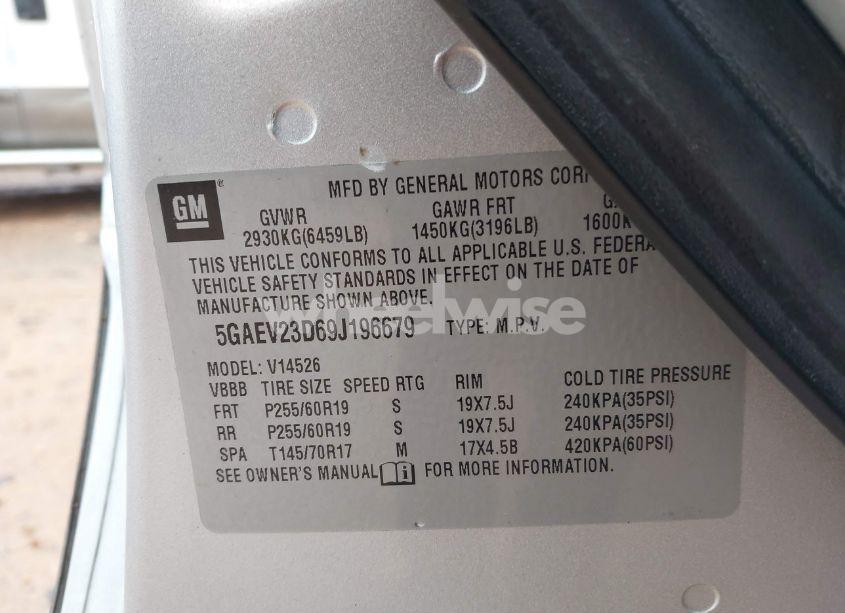 Photo 9 of 2009 Buick Enclave CXL (VIN 5GAEV23D69J196679)