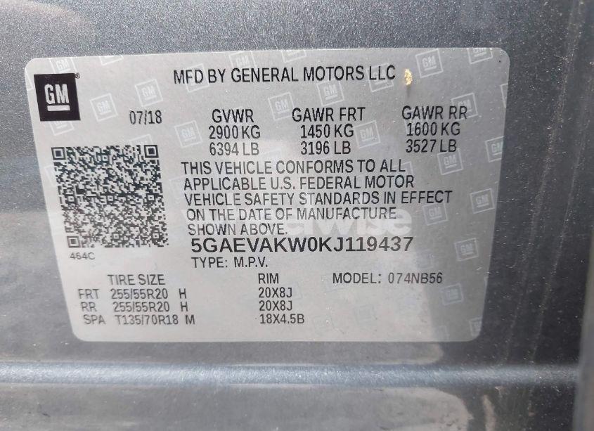 Photo 9 of 2019 Buick Enclave AWD ESSENCE (VIN 5GAEVAKW0KJ119437)