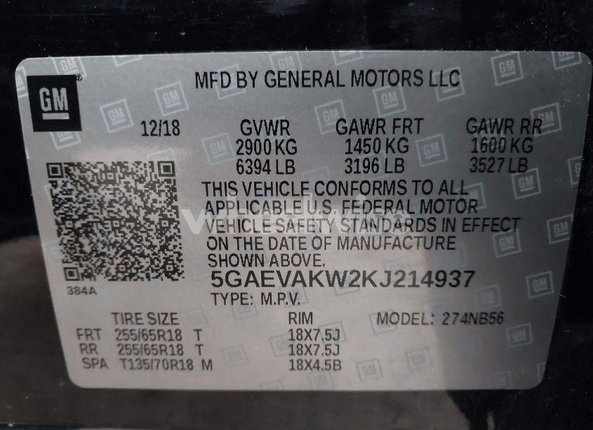 Photo 9 of 2019 Buick Enclave AWD ESSENCE (VIN 5GAEVAKW2KJ214937)