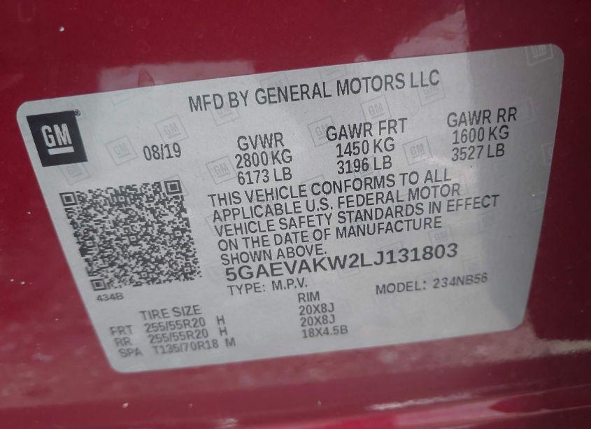 Photo 9 of 2020 Buick Enclave AWD ESSENCE (VIN 5GAEVAKW2LJ131803)