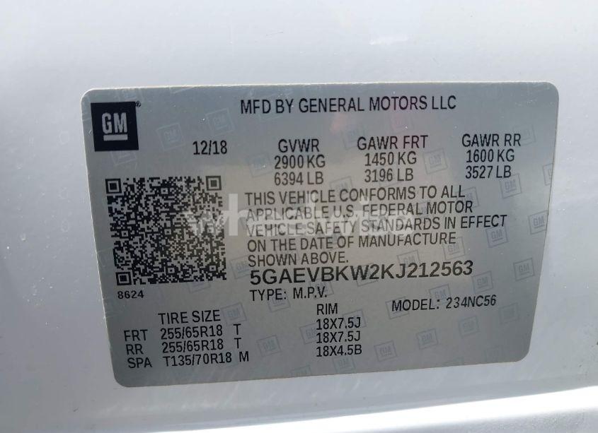 Photo 9 of 2019 Buick Enclave AWD PREMIUM (VIN 5GAEVBKW2KJ212563)