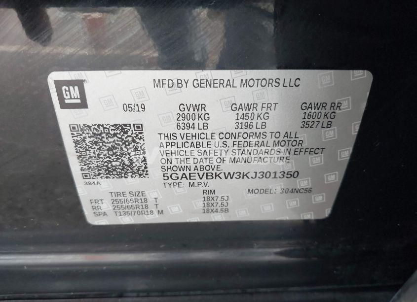 Photo 9 of 2019 Buick Enclave AWD PREMIUM (VIN 5GAEVBKW3KJ301350)