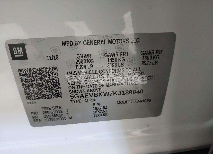 Photo 9 of 2019 Buick Enclave AWD PREMIUM (VIN 5GAEVBKW7KJ189040)