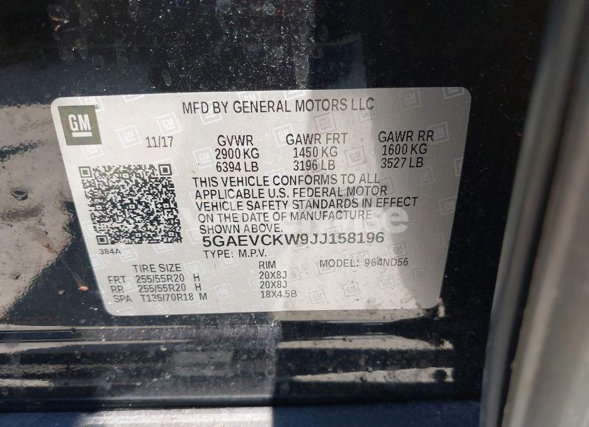 Photo 9 of 2018 Buick Enclave AVENIR (VIN 5GAEVCKW9JJ158196)