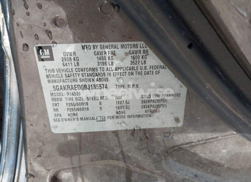 Photo 9 of 2011 Buick Enclave CX (VIN 5GAKRAED0BJ135574)