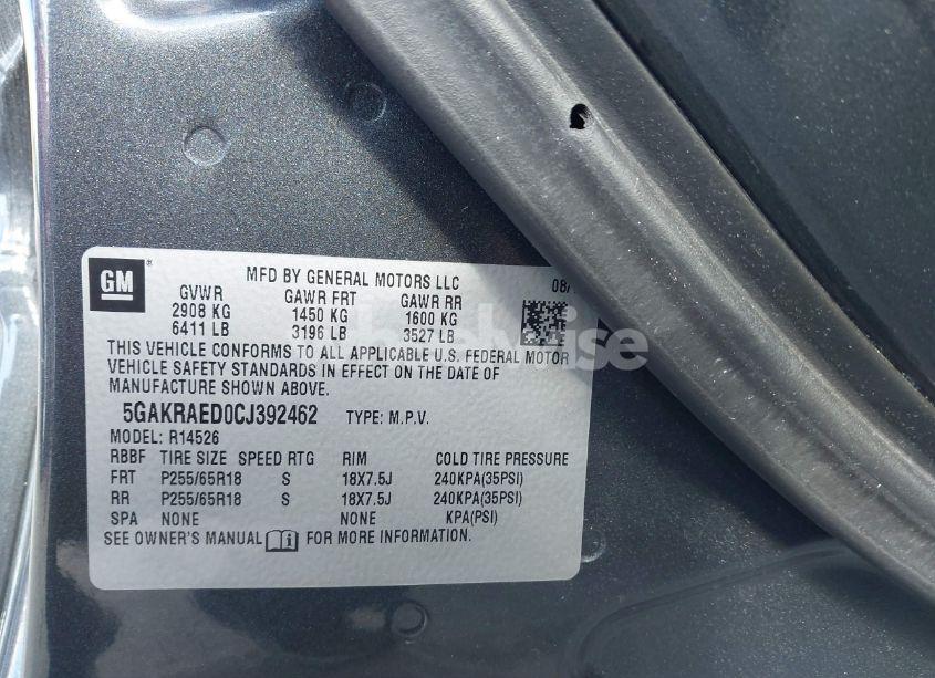 Photo 9 of 2012 Buick Enclave (VIN 5GAKRAED0CJ392462)