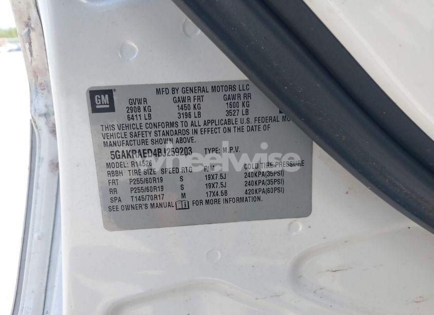 Photo 9 of 2011 Buick Enclave CX (VIN 5GAKRAED4BJ259203)