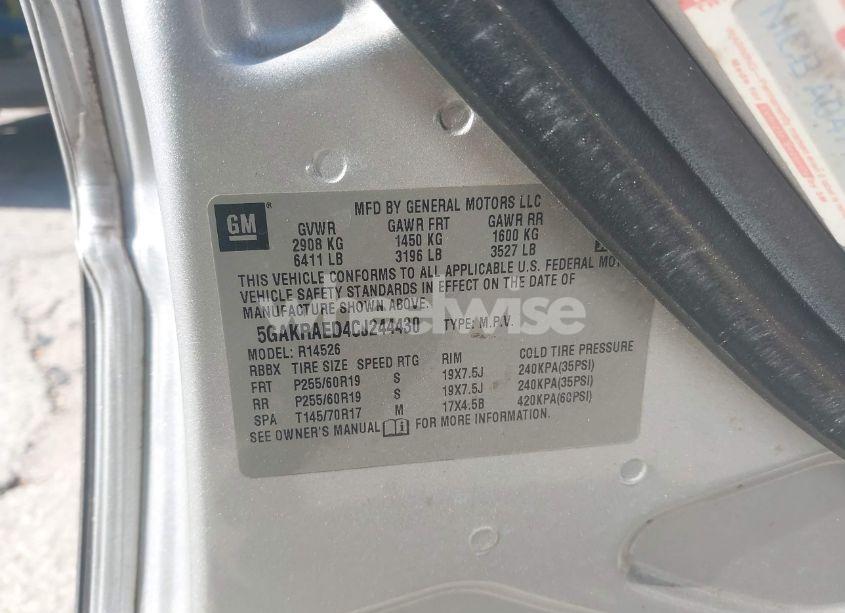 Photo 9 of 2012 Buick Enclave (VIN 5GAKRAED4CJ244430)