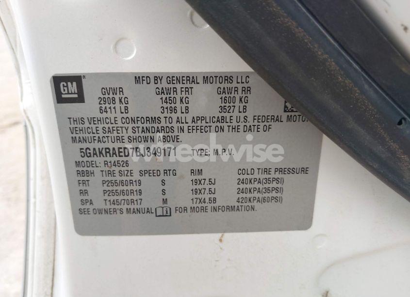 Photo 9 of 2011 Buick Enclave CX (VIN 5GAKRAED7BJ349171)