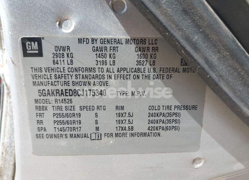 Photo 9 of 2012 Buick Enclave (VIN 5GAKRAED8CJ175340)