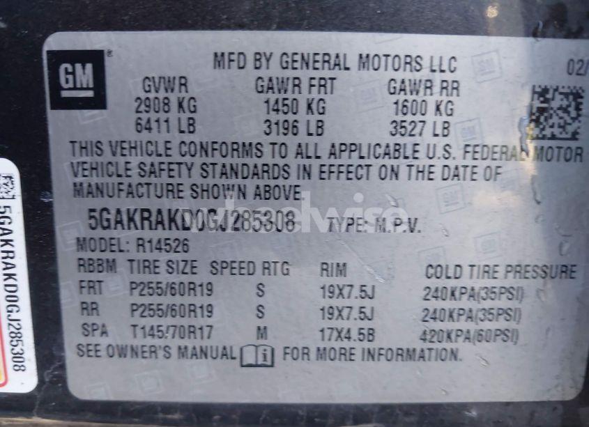 Photo 9 of 2016 Buick Enclave CONVENIENCE (VIN 5GAKRAKD0GJ285308)