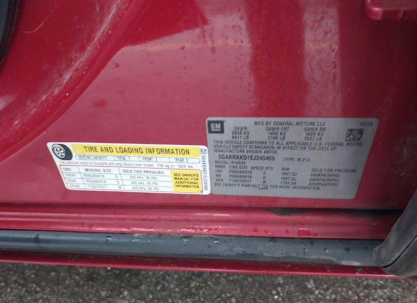 Photo 9 of 2014 Buick Enclave CONVENIENCE (VIN 5GAKRAKD1EJ240469)