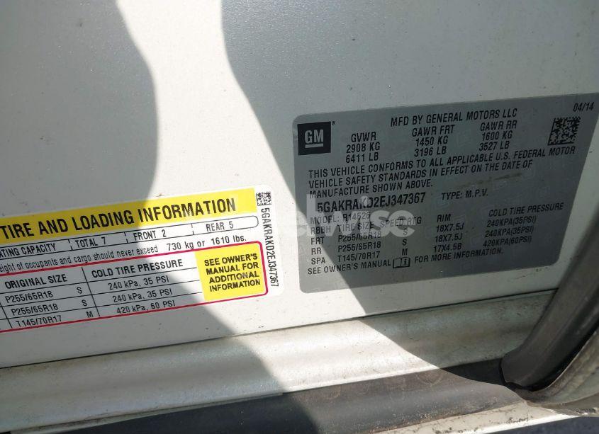 Photo 9 of 2014 Buick Enclave CONVENIENCE (VIN 5GAKRAKD2EJ347367)