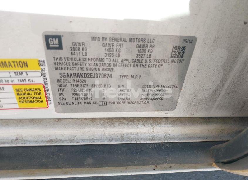 Photo 9 of 2014 Buick Enclave CONVENIENCE (VIN 5GAKRAKD2EJ370874)