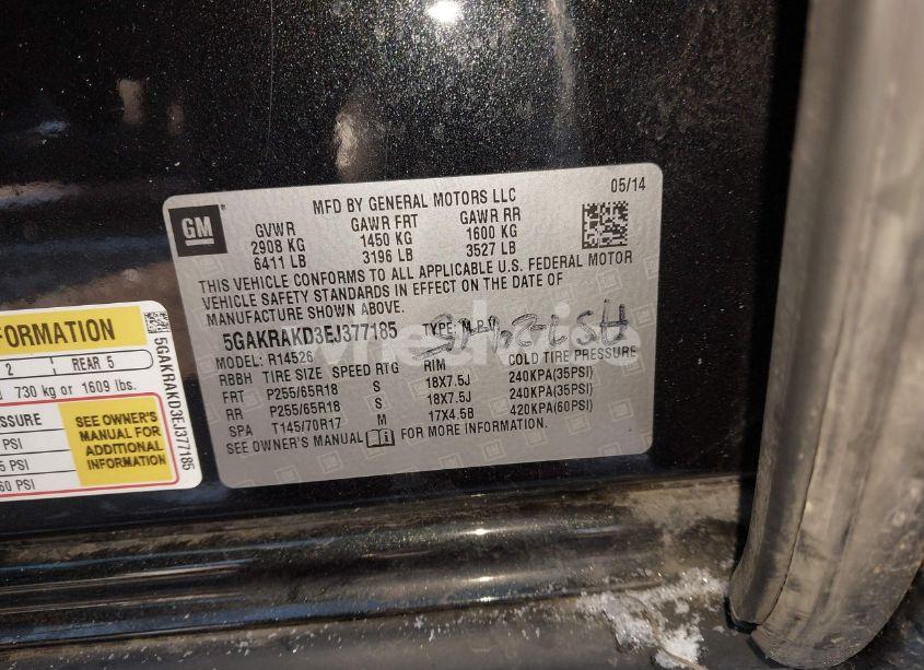 Photo 9 of 2014 Buick Enclave CONVENIENCE (VIN 5GAKRAKD3EJ377185)