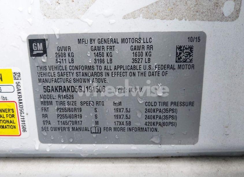 Photo 9 of 2016 Buick Enclave CONVENIENCE (VIN 5GAKRAKD5GJ191506)