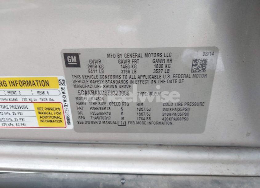 Photo 9 of 2014 Buick Enclave CONVENIENCE (VIN 5GAKRAKD6EJ320088)