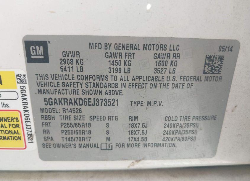 Photo 9 of 2014 Buick Enclave CONVENIENCE (VIN 5GAKRAKD6EJ373521)