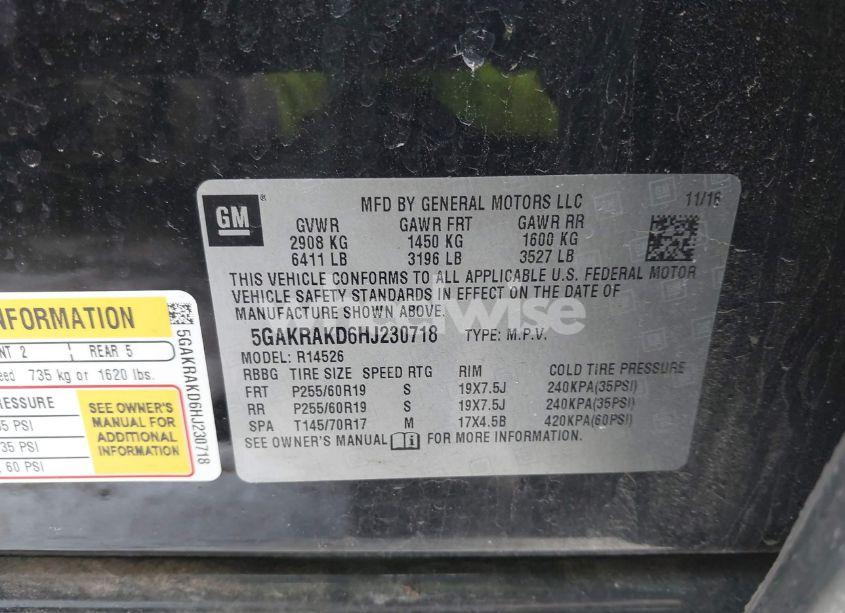 Photo 9 of 2017 Buick Enclave CONVENIENCE (VIN 5GAKRAKD6HJ230718)