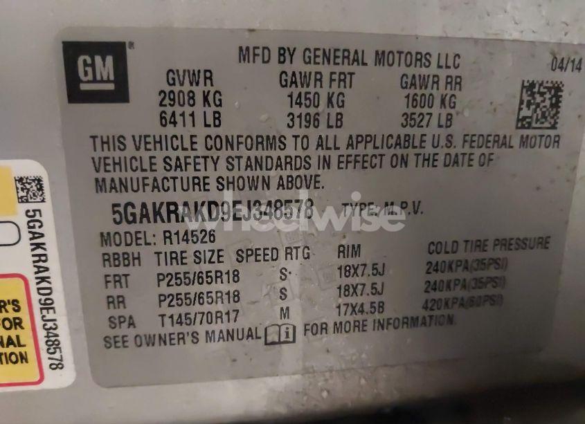 Photo 9 of 2014 Buick Enclave CONVENIENCE (VIN 5GAKRAKD9EJ348578)