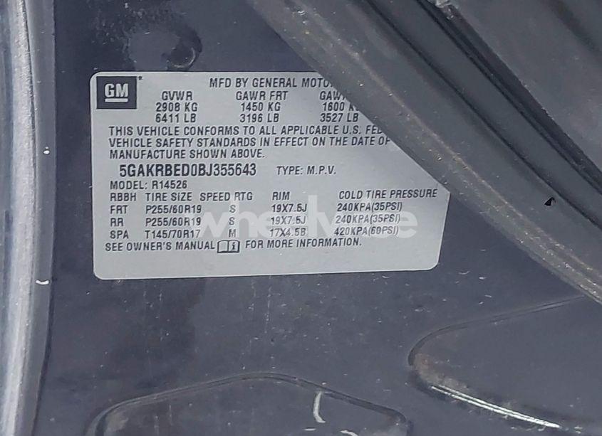 Photo 9 of 2011 Buick Enclave 1XL (VIN 5GAKRBED0BJ355643)