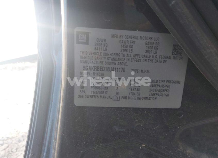 Photo 9 of 2011 Buick Enclave 1XL (VIN 5GAKRBED1BJ411170)