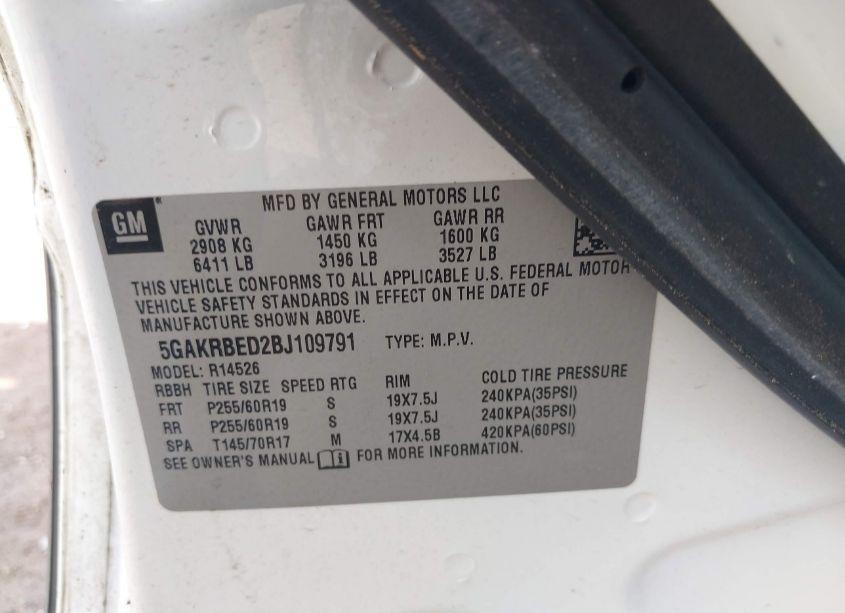 Photo 9 of 2011 Buick Enclave 1XL (VIN 5GAKRBED2BJ109791)