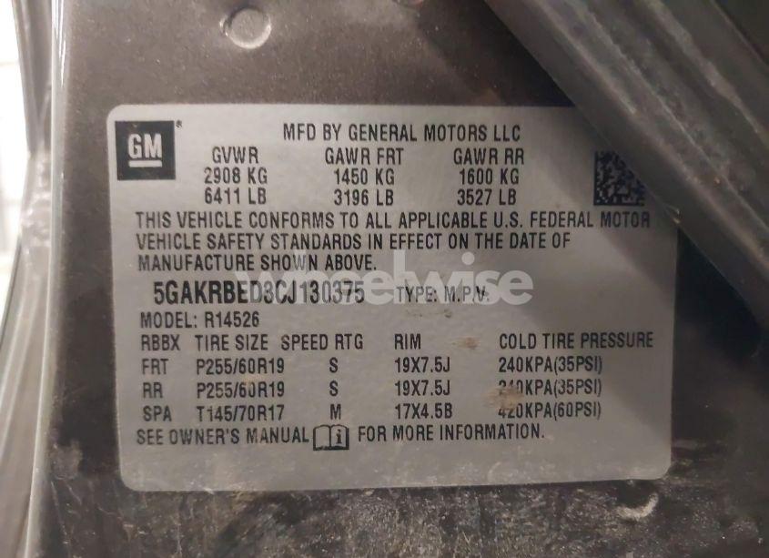 Photo 9 of 2012 Buick Enclave CONVENIENCE (VIN 5GAKRBED3CJ130375)