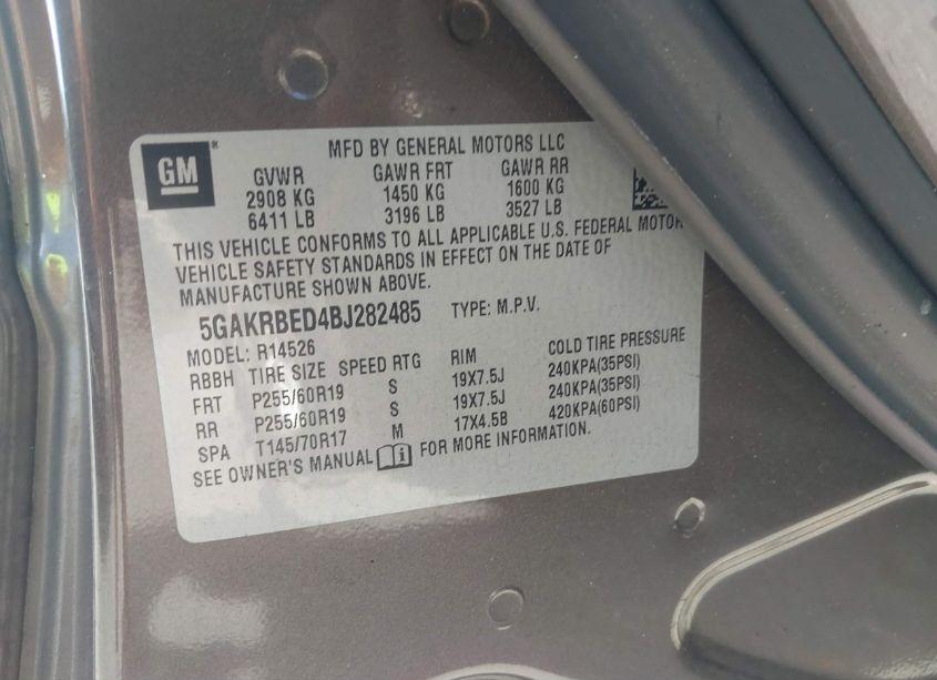 Photo 9 of 2011 Buick Enclave 1XL (VIN 5GAKRBED4BJ282485)