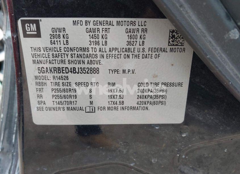 Photo 9 of 2011 Buick Enclave 1XL (VIN 5GAKRBED4BJ352888)