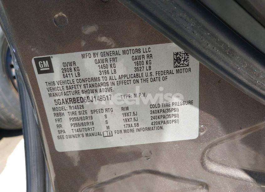 Photo 9 of 2011 Buick Enclave 1XL (VIN 5GAKRBED6BJ149517)