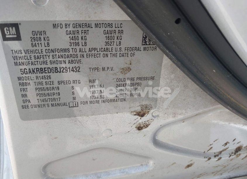 Photo 9 of 2011 Buick Enclave 1XL (VIN 5GAKRBED6BJ291432)