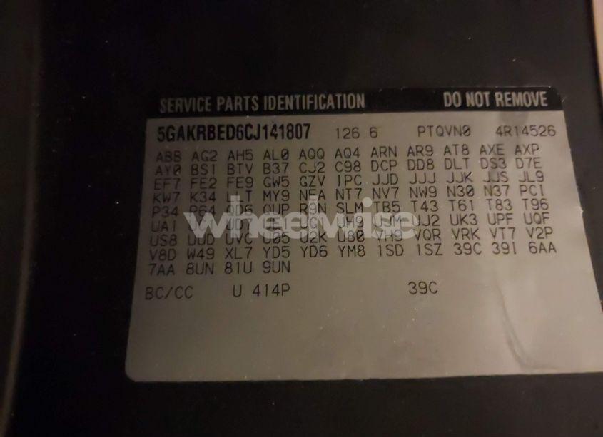 Photo 9 of 2012 Buick Enclave CONVENIENCE (VIN 5GAKRBED6CJ141807)