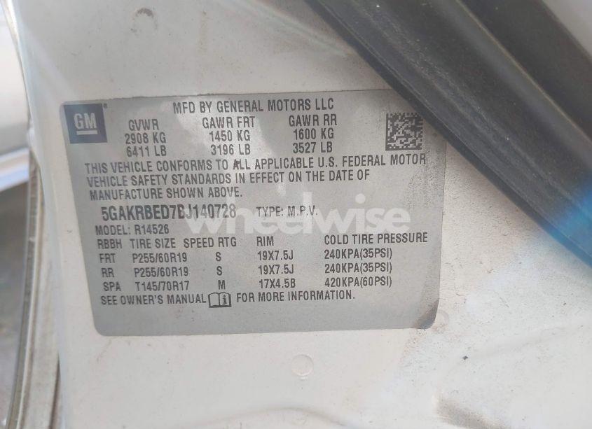 Photo 9 of 2011 Buick Enclave 1XL (VIN 5GAKRBED7BJ140728)