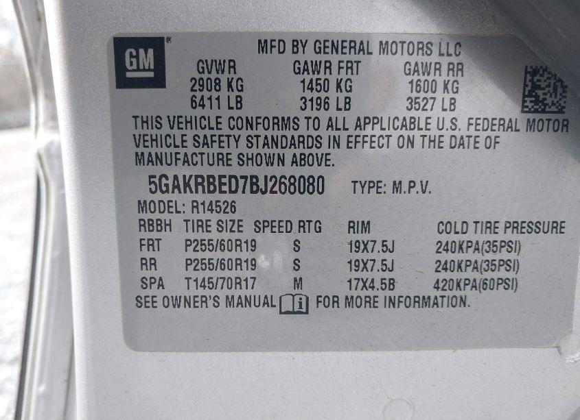 Photo 9 of 2011 Buick Enclave 1XL (VIN 5GAKRBED7BJ268080)