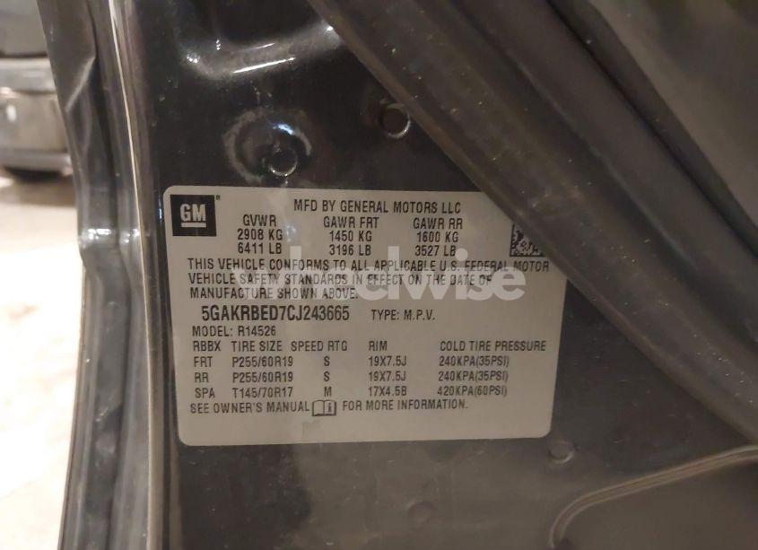 Photo 9 of 2012 Buick Enclave CONVENIENCE (VIN 5GAKRBED7CJ243665)