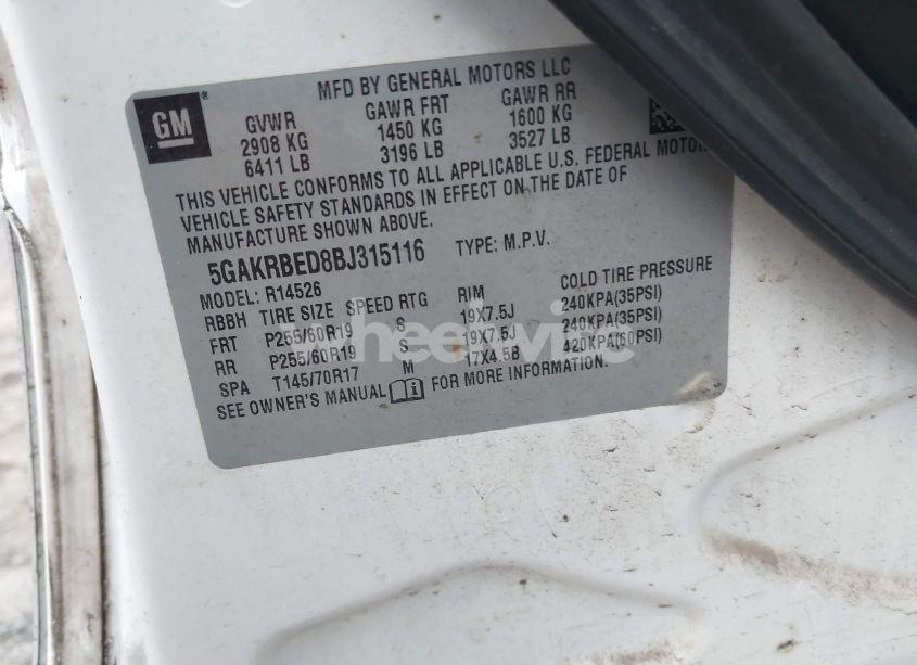 Photo 9 of 2011 Buick Enclave 1XL (VIN 5GAKRBED8BJ315116)