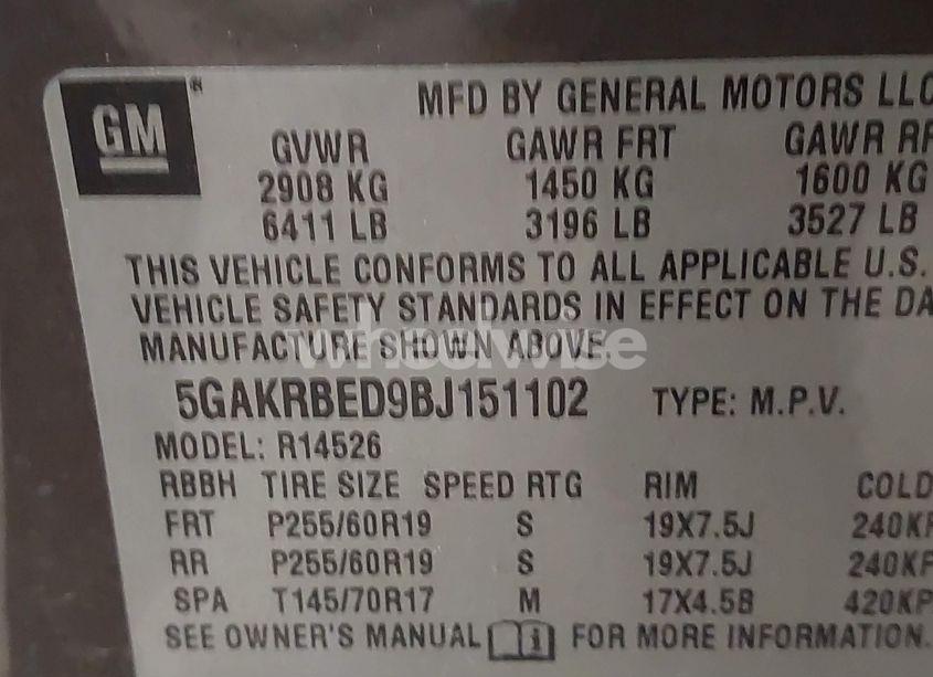 Photo 9 of 2011 Buick Enclave 1XL (VIN 5GAKRBED9BJ151102)