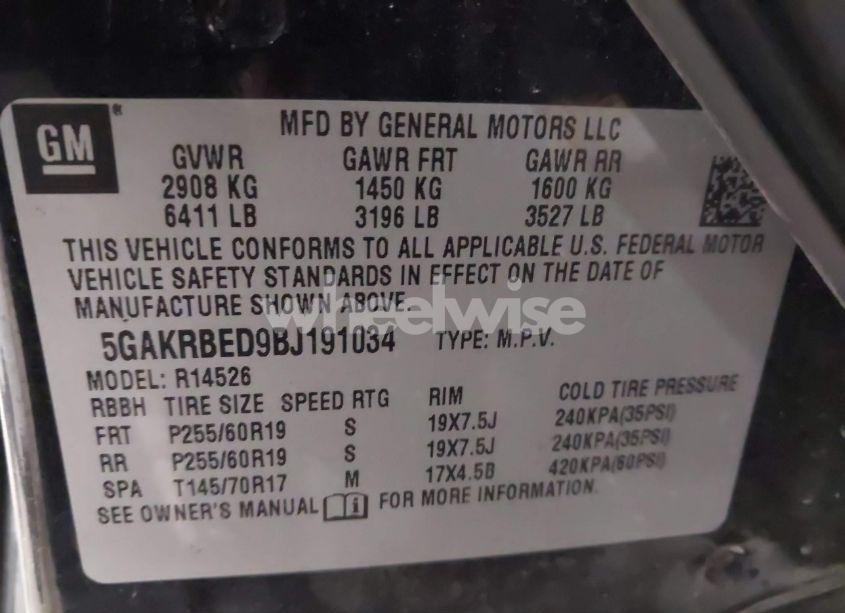 Photo 9 of 2011 Buick Enclave 1XL (VIN 5GAKRBED9BJ191034)