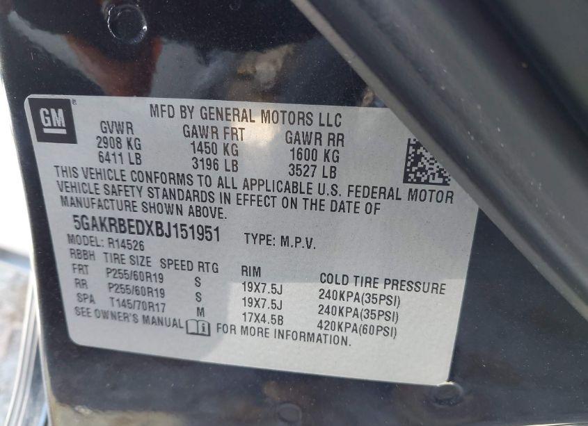 Photo 9 of 2011 Buick Enclave 1XL (VIN 5GAKRBEDXBJ151951)