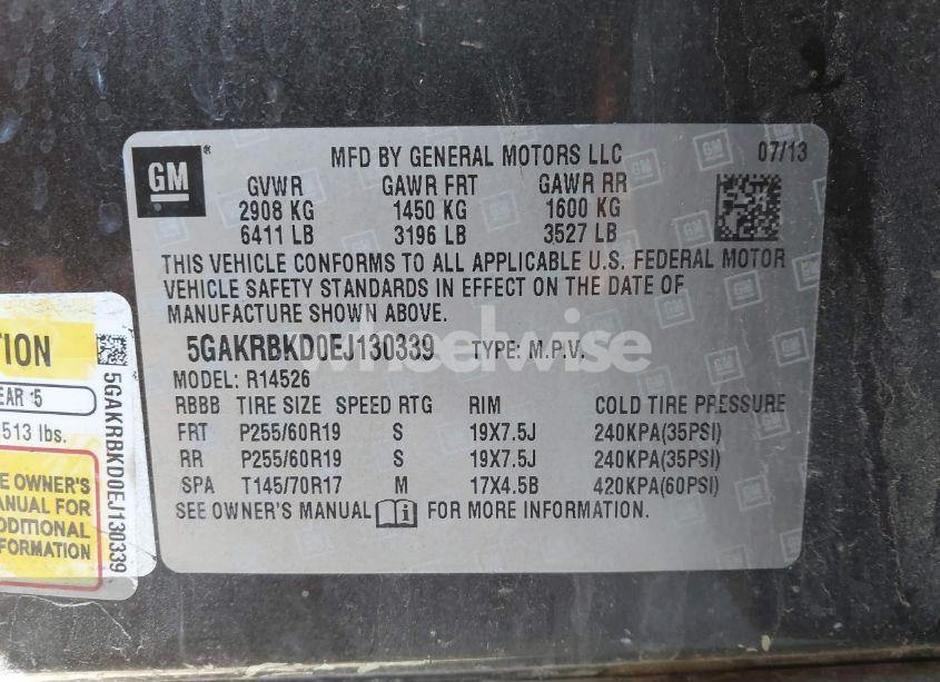 Photo 9 of 2014 Buick Enclave LEATHER (VIN 5GAKRBKD0EJ130339)