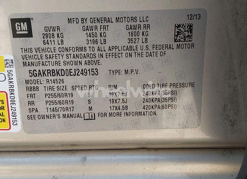 Photo 9 of 2014 Buick Enclave LEATHER (VIN 5GAKRBKD0EJ249153)