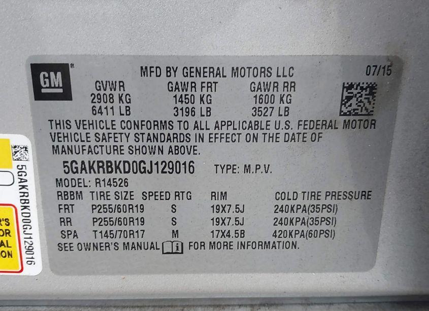 Photo 9 of 2016 Buick Enclave LEATHER (VIN 5GAKRBKD0GJ129016)