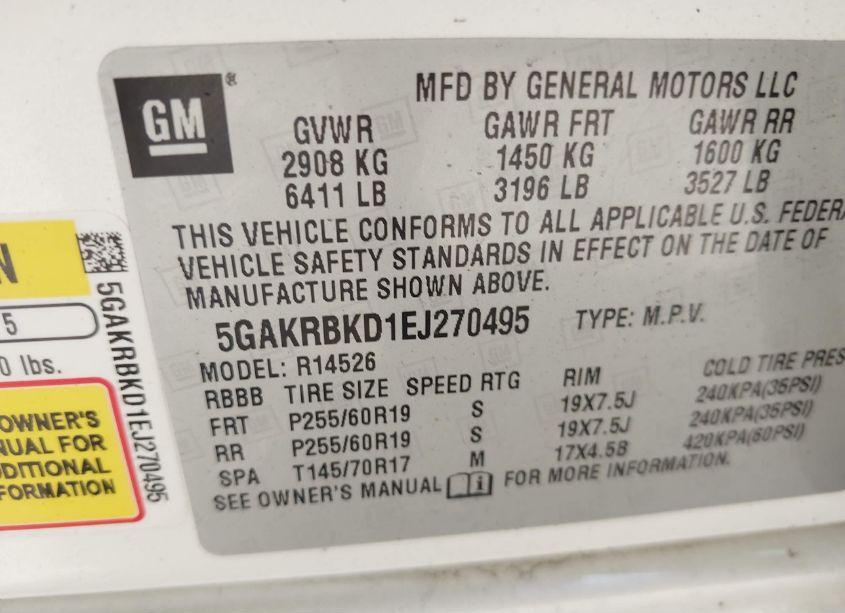 Photo 9 of 2014 Buick Enclave LEATHER (VIN 5GAKRBKD1EJ270495)