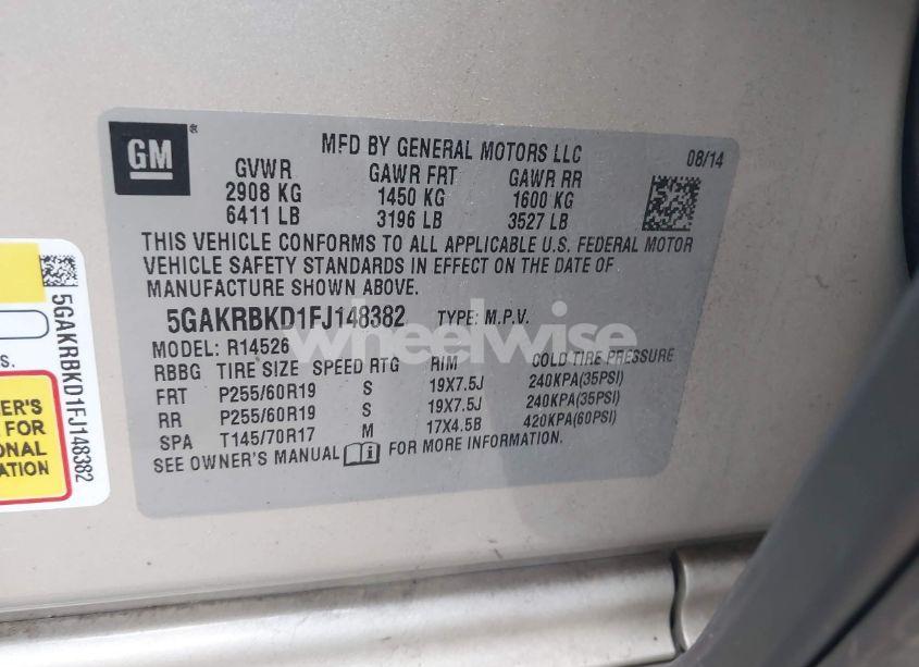 Photo 9 of 2015 Buick Enclave LEATHER (VIN 5GAKRBKD1FJ148382)