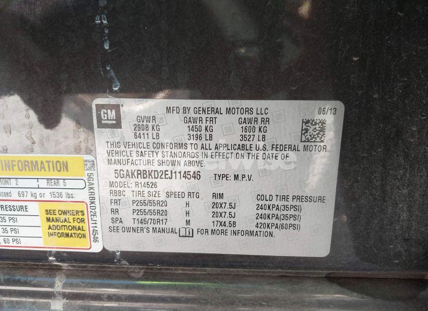 Photo 9 of 2014 Buick Enclave LEATHER (VIN 5GAKRBKD2EJ114546)