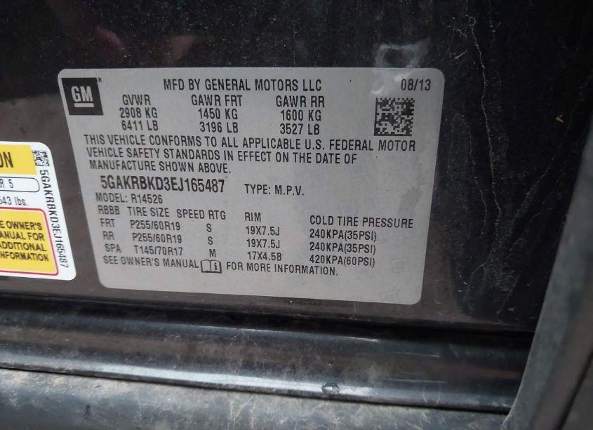 Photo 9 of 2014 Buick Enclave LEATHER (VIN 5GAKRBKD3EJ165487)