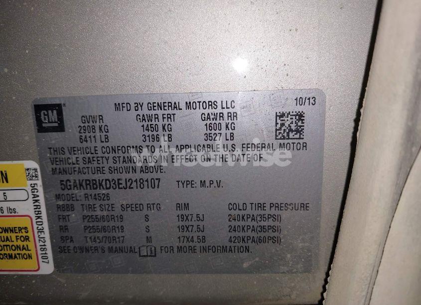 Photo 9 of 2014 Buick Enclave LEATHER (VIN 5GAKRBKD3EJ218107)