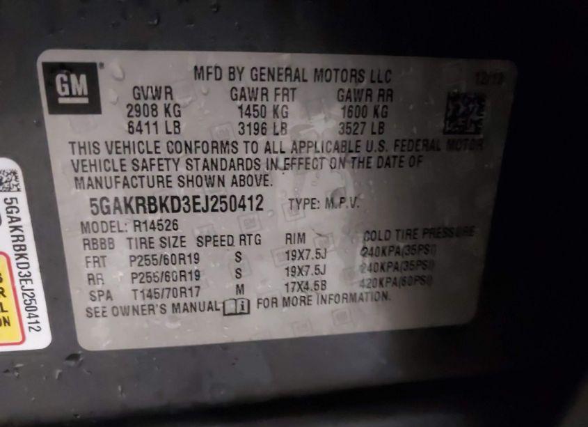 Photo 9 of 2014 Buick Enclave LEATHER (VIN 5GAKRBKD3EJ250412)