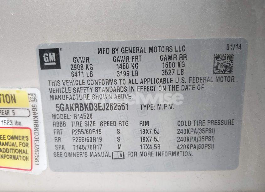 Photo 9 of 2014 Buick Enclave LEATHER (VIN 5GAKRBKD3EJ262561)